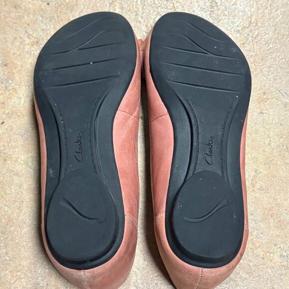 Clarks Bendables Rose Pink Leather Comfy Ballet Flats With Bow Detail Size 8 - Picture 8 of 11